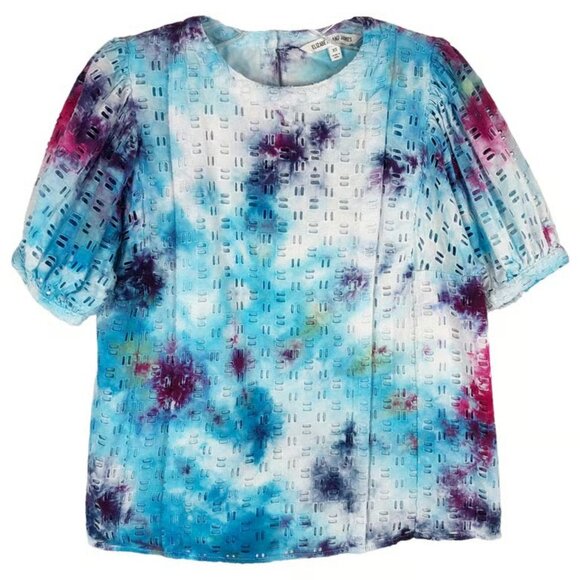 Elizabeth and James Tops - Elizabeth and James XS Top Handmade Tie Dye Powder Puff Blue Purple Pink